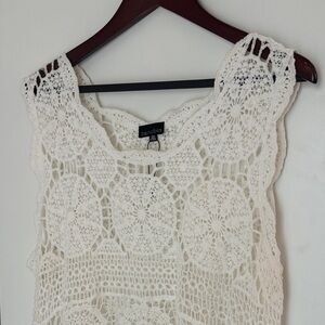 Zenobia Women's Ivory Crochet Coverup 2XL